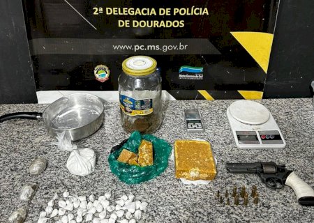 Polícia Civil apreende drogas, arma de fogo e munições em Dourados