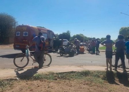 Motociclista fica ferido após acidente com Fiat Uno na Vila Planalto, em Caarapó